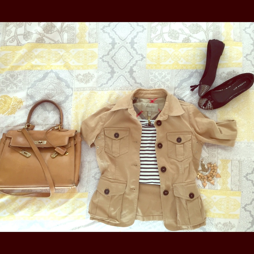 Burberry Beige Short-Sleeve Utility Jacket